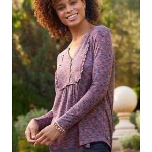 Matilda Jane Planetarium Top Womens Size Medium Blue Red Multicolor Ruffle New